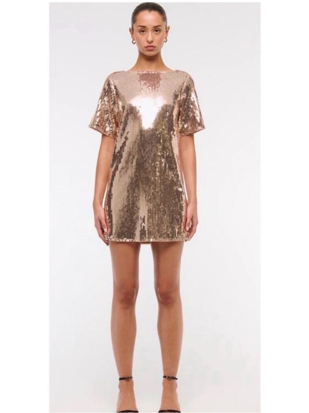 Abercrombie & Fitch Gold Sequin Tee Shirt Mini Dress